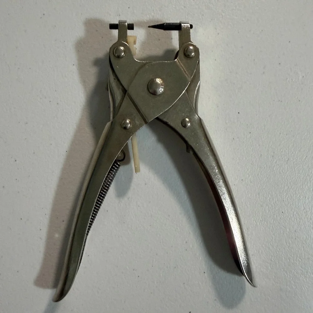 Vintage Silver Tone Leather Hole Punch Plier Tool Heavy Duty Crafting Hand Tool
